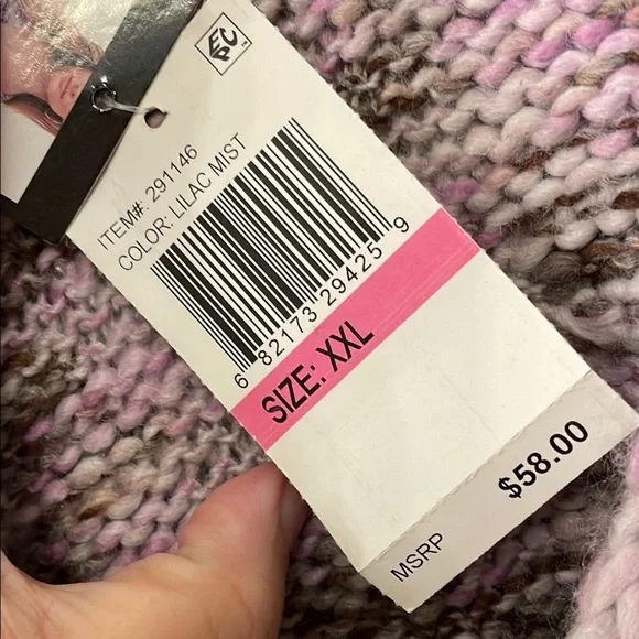 JohnPaulRichard Purple and Gray Cardigan with V-Neck and Long Sleeves - Picture 2 of 5